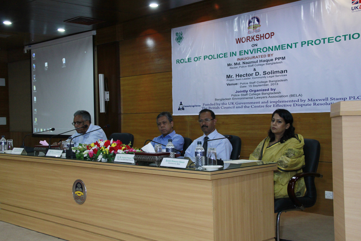 The Bangladesh Environmental lawyers Association (BELA) runs a workshop for the police on environmental policing (Photo courtesy of BELA)