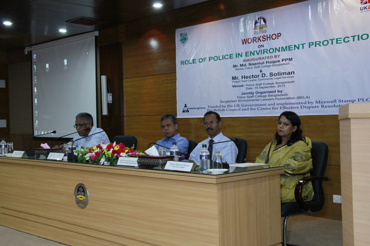 The Bangladesh Environmental lawyers Association (BELA) runs a workshop for the police on environmental policing (Photo courtesy of BELA)